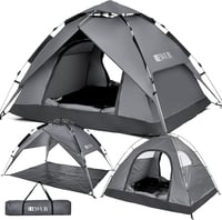 DEWUR 3-4 személyes vízálló pop-up sátor UV védelemmel kempinghez - Dark grey/4 people 1