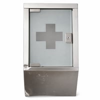 Dulap pentru medicamente Relaxdays montabil pe perete, cu încuietoare, 2 compartimente, oțel inoxidabil — Produs outlet, colț ușor îndoit 1