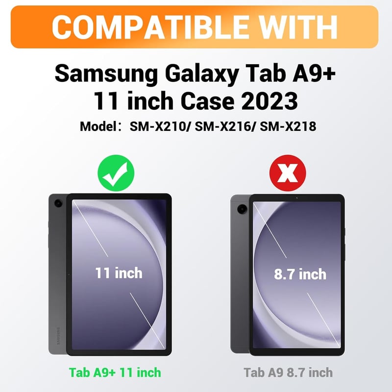 SEYMAC Samsung Galaxy Tab A9 Plus 11" (2023) Védőtok - 360° Forgatható Állvány, Kézpánt, Vállpánt, Tolltartó, Beépített Képernyővédővel - Te