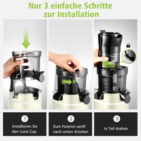 Aobosi 200W Gyümölcs és Zöldség Gyümölcsprés Visszaforgató Funkcióval, Két Szűrőmérettel, Intelligens Chippel, Citrusfacsaró, Sárga 6
