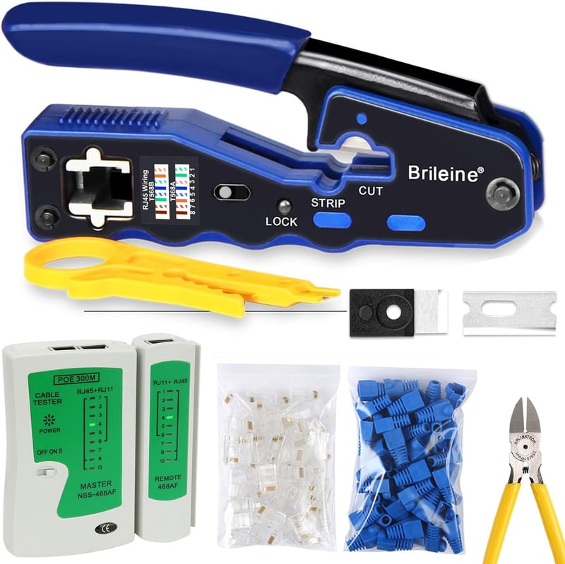 Brileine RJ45 Krimpelő Készlet Cat5e Cat6 Hálózati Kábelekhez
