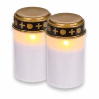 Set 2 lumânări LED pentru mormânt MIJOMA, albe, de exterior, cu lumină intermitentă, pentru morminte și locuri de comemorare 2