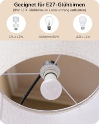 EDISHINE Ívelt Állólámpa Nappaliba - E27 LED Izzóval, Távirányítóval, Fokozatmentes Fényerő és Színhőmérséklet Szabályozás, 143-176 cm Állít 6