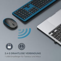 seenda SK38-3 Vezeték Nélküli Billentyűzet-Egér Szett, Ultravékony Tölthető, Ergonomikus, Szilikon Porvédővel, PC/Laptop/TV, QWERTZ, Fekete- 2