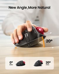 ProtoArc EM01 NL Vezeték Nélküli Trackball Egér - 2.4G USB és Bluetooth, Hüvelykujj Vezérlés, Állítható Szög, 5 DPI Fokozat, Újratölthető, P 2