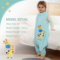 COOKY.D Unisex Baba Hálózsák Lábrésszel - Négyévszakos 2.0 Tog Zsiráf Mintás Hordható Takaró Zöld Színben, Könnyű Pelenkázással (S/1-3 Év) 5