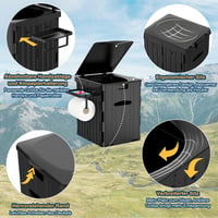 WADEO Hordozható Kemping WC Papírtartóval és Telefontálcával - Black With Urination Device for Women 2