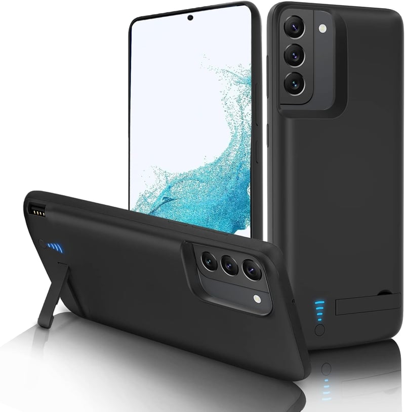 Samsung Galaxy S22 akkumulátoros tok 4800 mAh-s, állvánnyal - Gladgogo