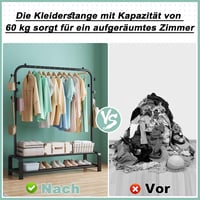 SMILOVII Fekete Ruhaállvány 6 Akasztóval és 2 Cipőtartóval 7
