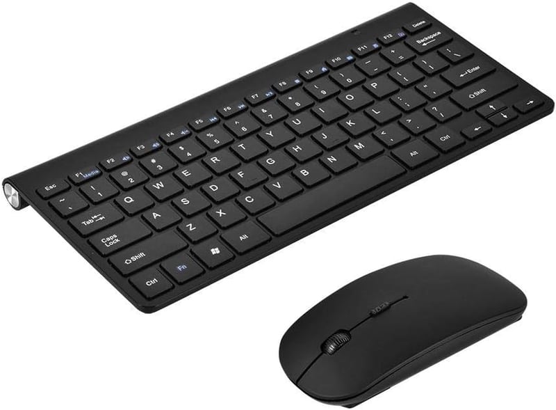 Ergonomikus vezeték nélküli billentyűzet és egér szett - Vízálló, újratölthető, csendes, fekete - PC, laptop, Smart TV