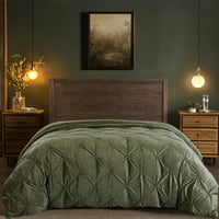 Set lenjerie de pat din flanel fleece de iarnă Sedefen, 135x200 cm, verde-alb, pluș — lipsește 1 husă de plapumă și 1 față de pernă (stare: vezi imaginea 2) 1