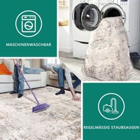 Capslpad Absztrakt Bézs Szőnyeg 160x230 cm - Csúszásmentes Rövid Szálú Műgyapjú Szőnyeg Nappali, Hálószoba, Iroda Dekorációhoz - Mosható Min 7