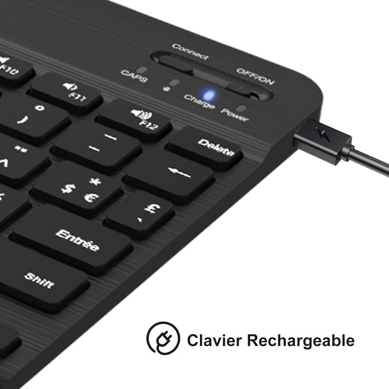 FOGARI Bluetooth Vezeték Nélküli Billentyűzet 11" - Hordozható, Újratölthető, AZERTY - Mac, iPad, iPhone, Samsung, Xiaomi, Android, Windows 