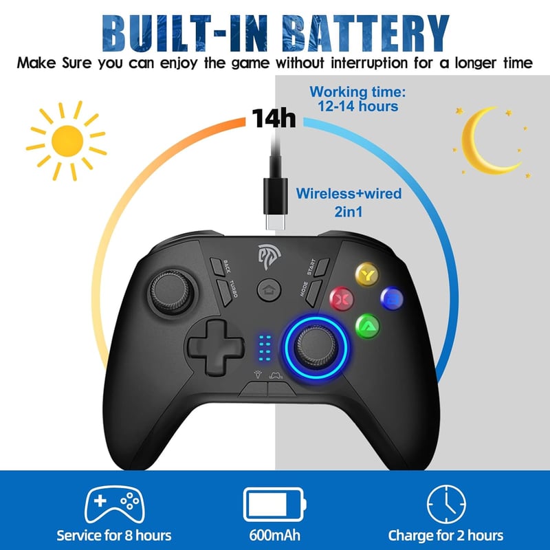 EasySMX vezeték nélküli gamepad PS3/PC/Android/Switch-hez, turbó funkcióval