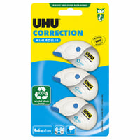 UHU Correction Mini Roller korekturna traka – 6 m x 5 mm, bijela, kućište od 100% recikliranog materijala, za školsku i uredsku upotrebu – set od 3 komada 2