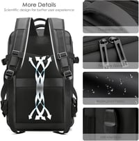 SPAHER Repülős Hátizsák 40x30x20cm - Wizz Air, Vueling, EasyJet Kompatibilis, 15,6" Laptoptartóval 6