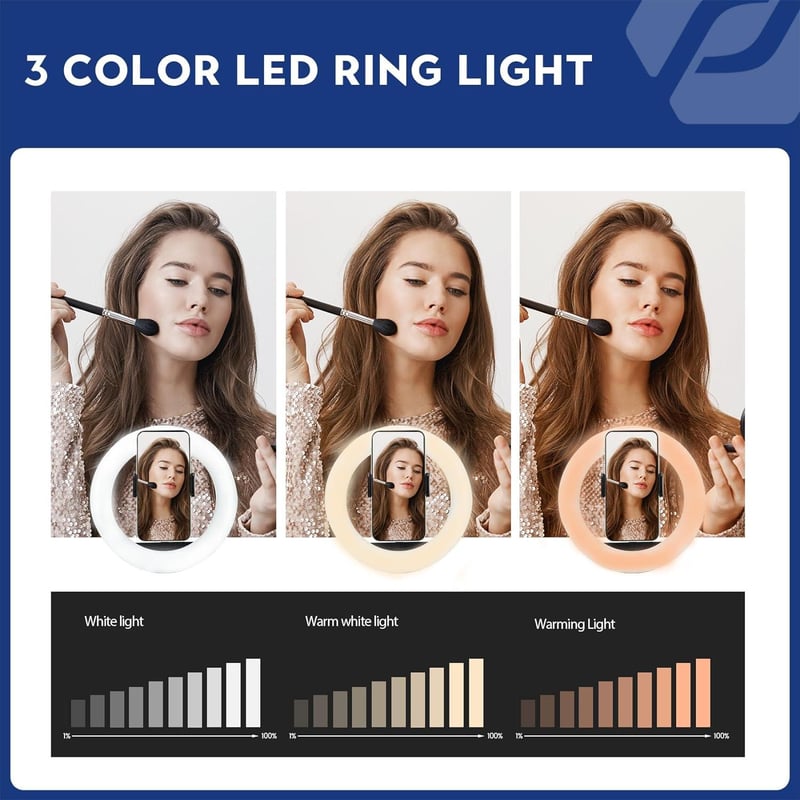 Selfie LED gyűrűlámpa 8" állvánnyal, Bluetooth távirányítóval