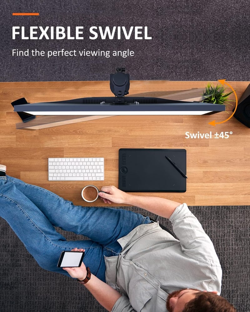 Suptek Monitortartó Konzol 13-27" Képernyőkhöz | Asztali Monitorállvány 10kg-ig | 360° Forgatható, Dönthető, Állítható Magasságú | VESA 75x7
