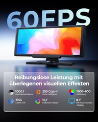 Krunia 8,1" Vezeték Nélküli Hordozható Autós Kijelző 60FPS - Apple CarPlay & Android Auto Támogatás, Tolatókamera, GPS Navigáció, Hangvezérl 3