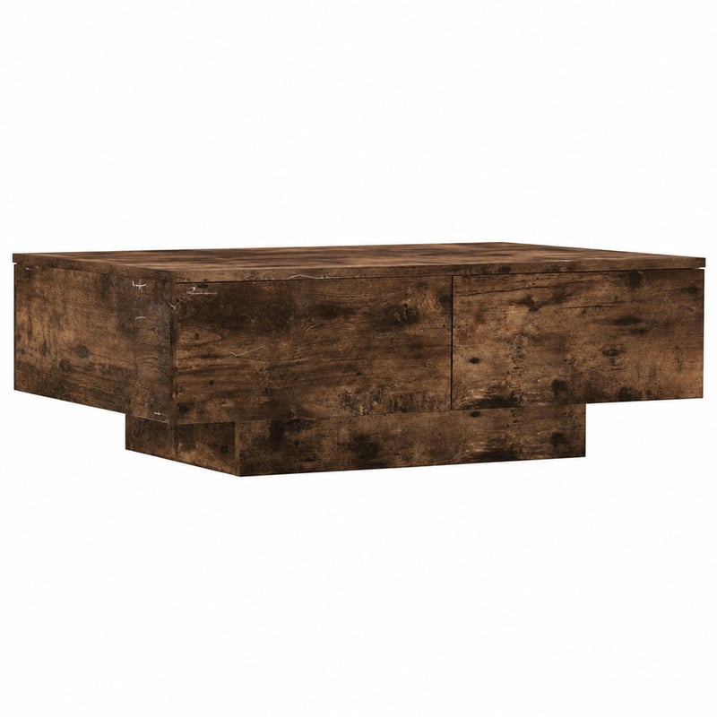vidaXL stolić za kavu, hrast boje dima, 90x60x31 cm, iveral, s prostorom za pohranu — oštećen na nekoliko mjesta, bez uputa (stanje: vidi 2. sliku)