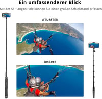 ATUMTEK 130cm-es Bluetooth Szelfibot Állvánnyal - iPhone és Android Kompatibilis 2