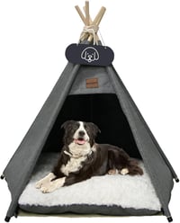 Mooipet Tipi Sátor Kisállatoknak Kétoldalú Párnával - Mosható Kisállat Ház Kutyáknak, Macskáknak, Nyulaknak, 60x60x70 cm, Szürke 1