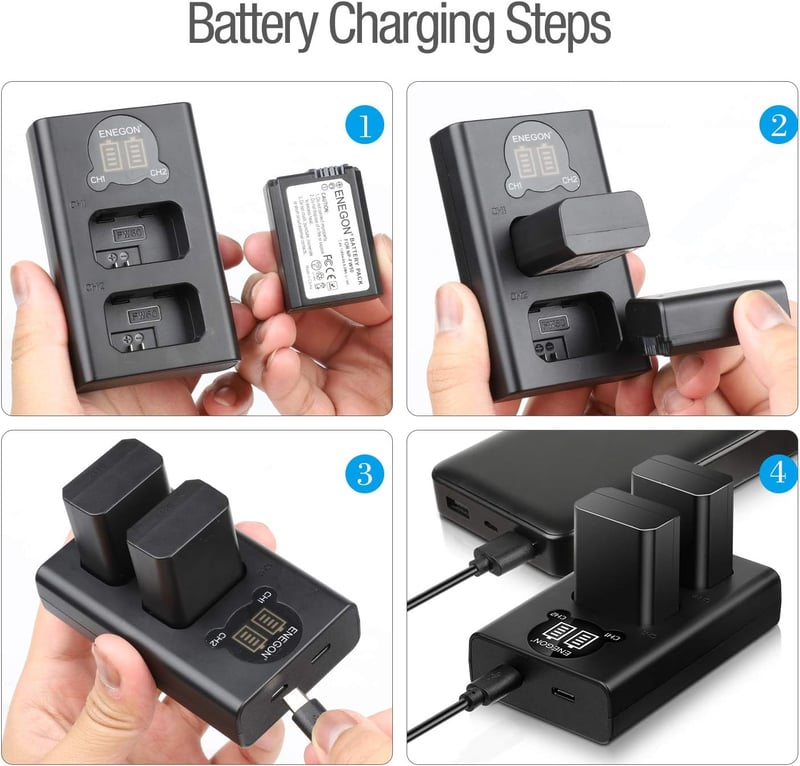 Sony NP-FW50 akkumulátor szett, 2db 1300mAh + USB töltő, A6000/A7/RX10 sorozathoz