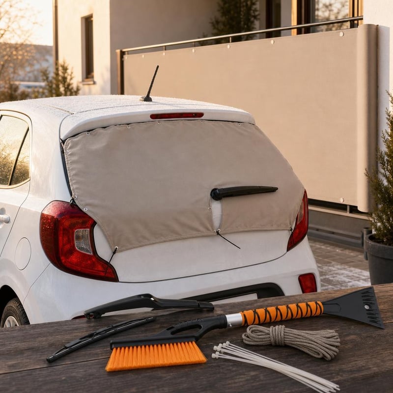 Zimný balíček pre auto: škrabka so zmetákom + stierač + balkónová clona