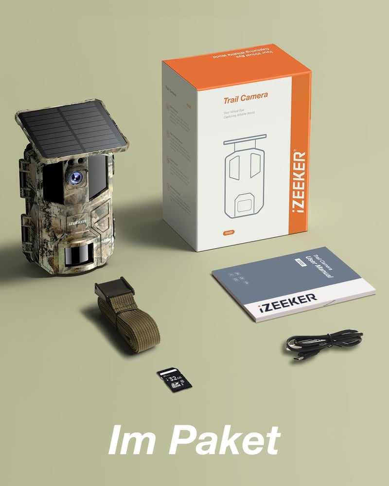 iZEEKER 4K 48MP Napelemes Vadkamera Mozgásérzékelővel - IP66 Vízálló, 0.1mp Exponálási Idő, Éjjellátó, Beépített Nagy Kapacitású Akkumulátor