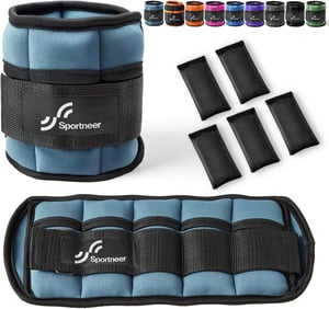 Greutăți pentru glezne reglabile Sportneer, set de 2 bucăți (2, 4, 6, 8, 10 lb), 5 lb per gleznă, 10 lb per set, pentru antrenament, alergare, mers și gimnastică, pentru bărbați și femei