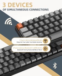 YINDIAO K68 Wireless Mechanikus Gaming Billentyűzet 68 Gomb Bluetooth 2.4GHz Szürke 3