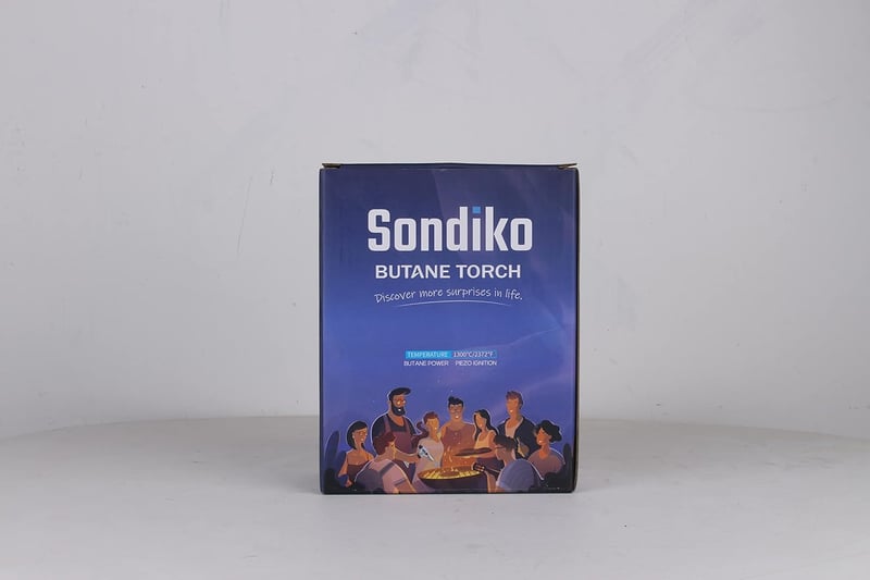 Sondiko Konyhai Bután Gázperzselő - Állítható Lánggal és Biztonsági Zárral - Crème Brûlée, Desszertek, BBQ és Sütés Készítéséhez - Alumínium