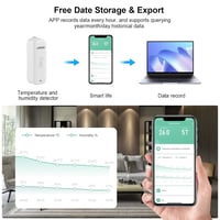 eMylo Zigbee Hőmérséklet és Páratartalom Érzékelő - Tuya Smart Kompatibilis Vezeték Nélküli Mérő Riasztással és Adattárolással - Alexa és Go 3