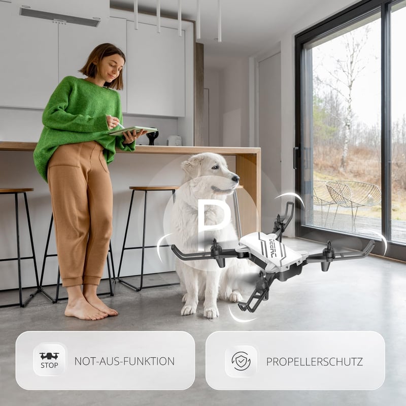 DEERC D20 Mini Drón Gyerekeknek 720P WiFi Kamerával, Összecsukható RC Quadcopter, 2 Akkumulátor, Hosszú Repülési Idő, Gesztus Irányítás, Kez