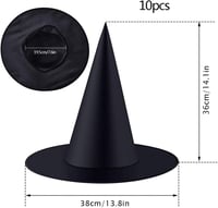 Fekete boszorkánykalap Halloween jelmezhez - 10 darabos szett 2