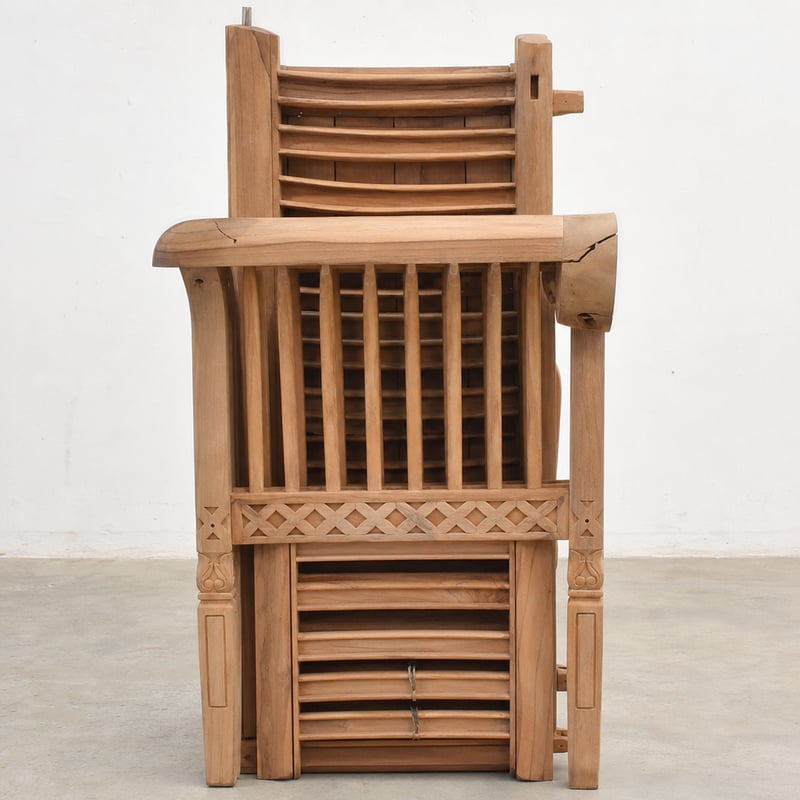 vidaXL Tíkfa Faragott Pad Barna 127,5x52x80 cm Masszív Teak Kerti Kispad Ülőpad Tornác — mindkét karfa törött (Használt termék)