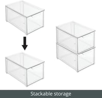 mDesign átlátszó műanyag fiókos doboz - 2 db-os szett hűtőbe, konyhába 5