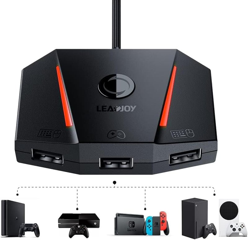 leadjoy VX2 AimBox Adapter - Egér és Billentyűzet Átalakító Nintendo Switch/PS4/PS5/Xbox Konzolokhoz - 3.5mm Audio Csatlakozóval FPS Játékok