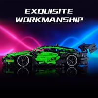 Sowide 1:14 Drift Versenyautó Építőkészlet - 1644 db-os Sportautó Modell Felnőtteknek és Tinédzsereknek - Fekete-Piros-Zöld Szuperautó Gyűjt 5