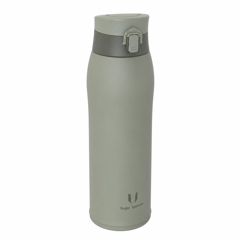Termos din oțel inoxidabil Super Sparrow 950 ml, verde, sticlă de băut izolată, cu 1 capac — lipsește un capac (stare: vezi a 2-a fotografie)