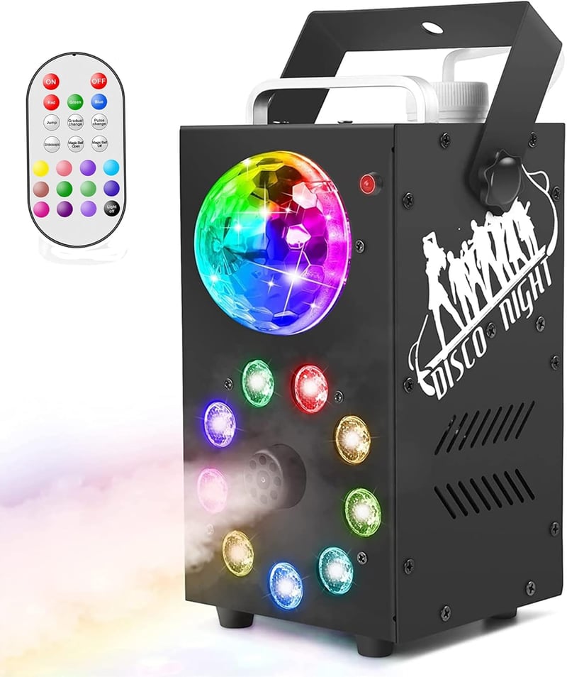 HOLDLAMP Ködgép 500W 8 LED Fénnyel RGB Színes Fényeffektekkel Távirányítóval Parti Halloween Esküvő Színpad Rendezvény