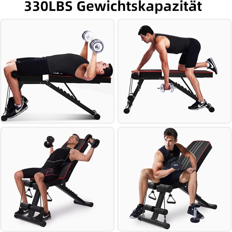 YOLEO Összecsukható Multifunkciós Edzőpad - 250kg Teherbírás, Állítható Háttámla és Ülés, Fekete