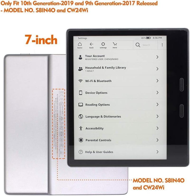 Kindle E-Reader Tok 10. és 9. Generációhoz - Szürke PU Bőr Védőtok