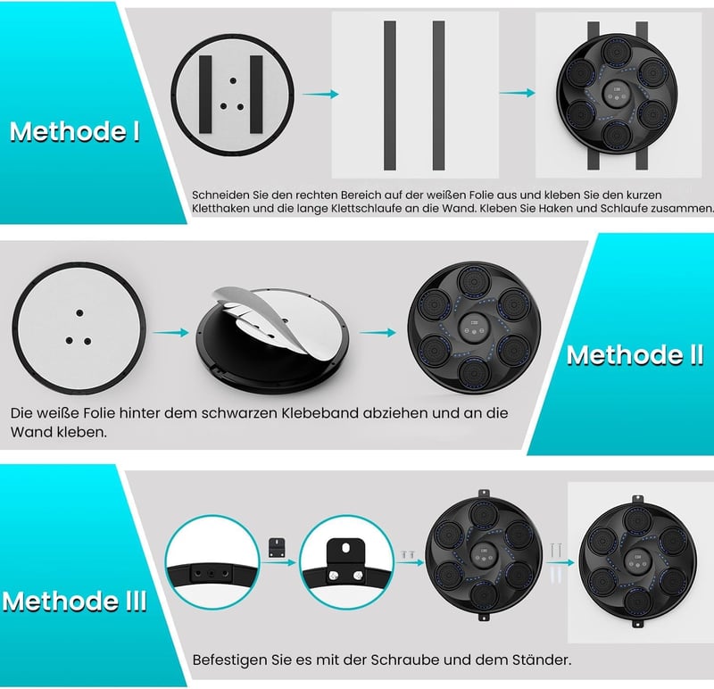 LeuKoles Bluetooth Boxgép LED Világítással - Fali Elektronikus Edzőgép 9 Sebességi Móddal, Boxkesztyűkkel és Számláló Funkcióval