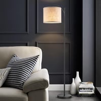 Home Sweet Home Modern Állólámpa, 150 cm, Fekete Lenvászon Ernyővel, E27 LED 9W Izzóval, Lábkapcsolós, Nappali és Hálószoba Világításhoz 3