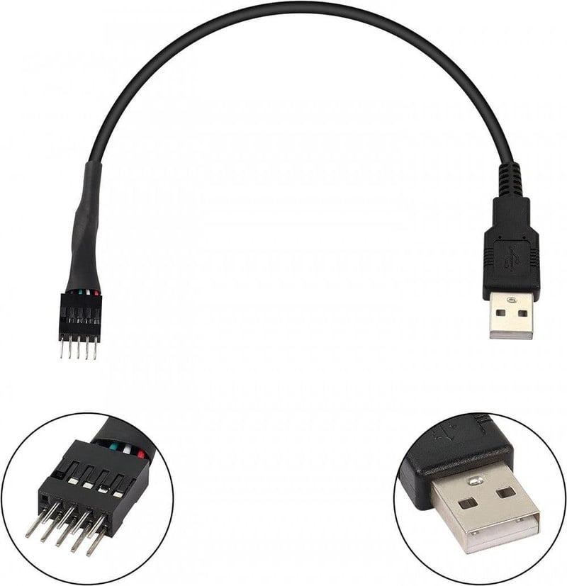 XMSJSIY Fekete USB 2.0 - 9 Tűs Alaplap Hosszabbító Kábel