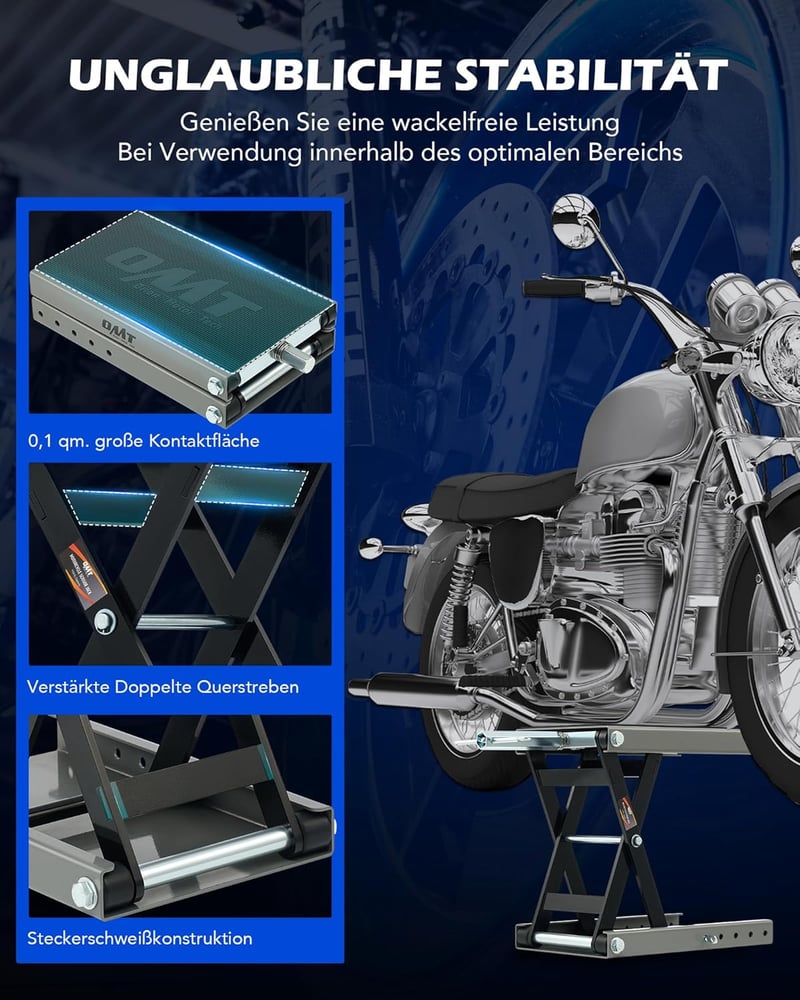 Orion Motor Tech Motoros Emelő 95-370mm Állítható Magasság 500kg Teherbírás Szerviz Emelőkocsi