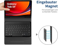 Samsung Galaxy Tab S9 FE/S9 EasyAcc német QWERTZ billentyűzetes tok, levehető, ceruzatartóval, fekete 4