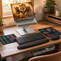 Ergonomikus munkasarok: laptopállvány + billentyűzet-egér + 2 db egérpad + csuklótámasz + védőfólia 1