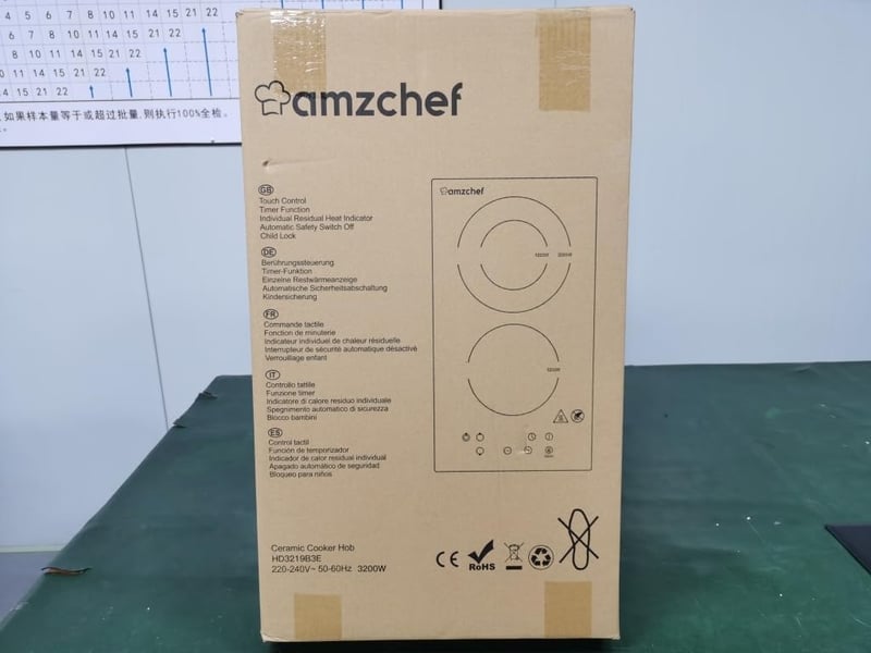 AMZCHEF 77 cm-es Beépíthető Üvegkerámia Főzőlap 5 Zónával - Ovális és Tripla Zónás, 9 Teljesítményszint, Időzítő, Biztonsági Zár, 8500W